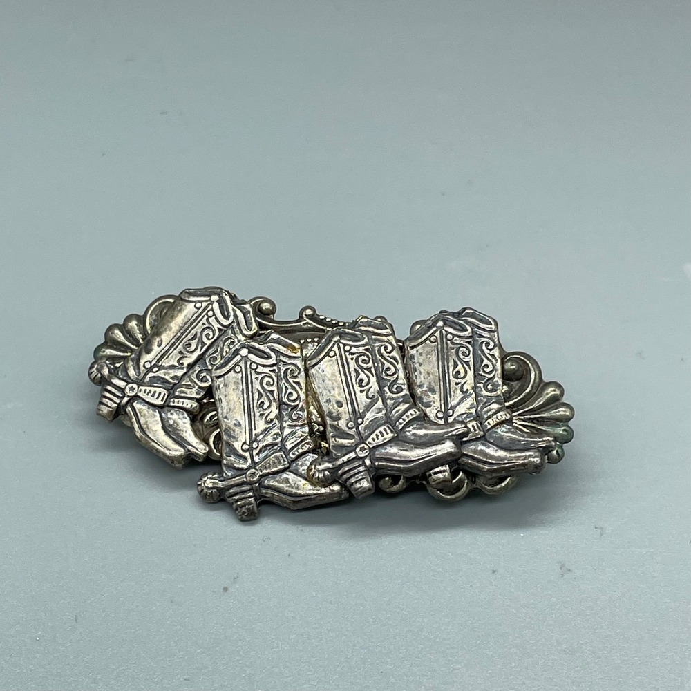 Vintage Silver Tone Cowboy Boots‎ Brooch Western Rodeo Southwestern Pin 2 Inch